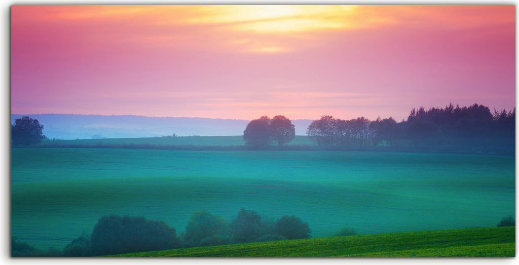Coloray Acrylbild 140x70 Wandbild Acrylbilder Deko Landschafts mit Sonnenuntergang
