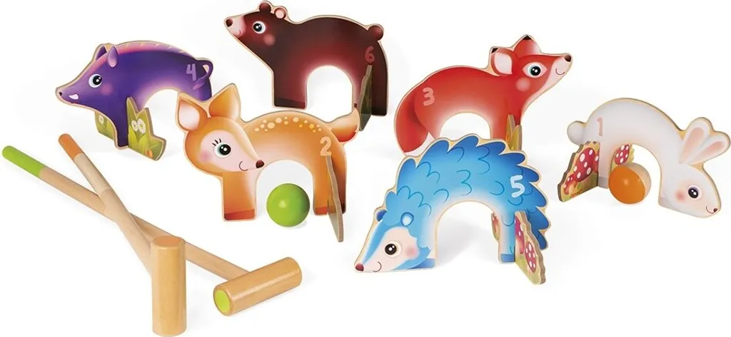 Jeu de croquet extérieur enfant - Activité jardin famille forêt Janod