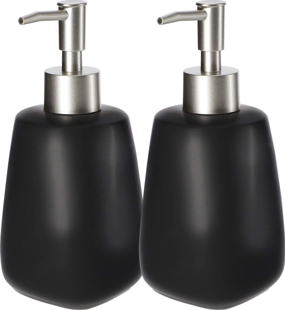 KADAX Keramik Seifenspender mit Pumpe für Bad, Küche "Palmi", 400ml, Schwarz, 2 Stück