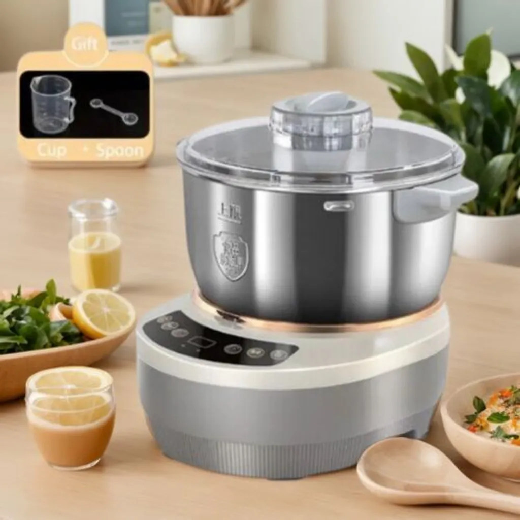 Robot pâtissier mélangeur de pâte électrique bol inox 5L 1200W gris