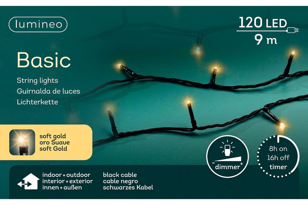 Lumière de Noël pour l'extérieur 9 mètres - 120 LEDs or Image du produit 