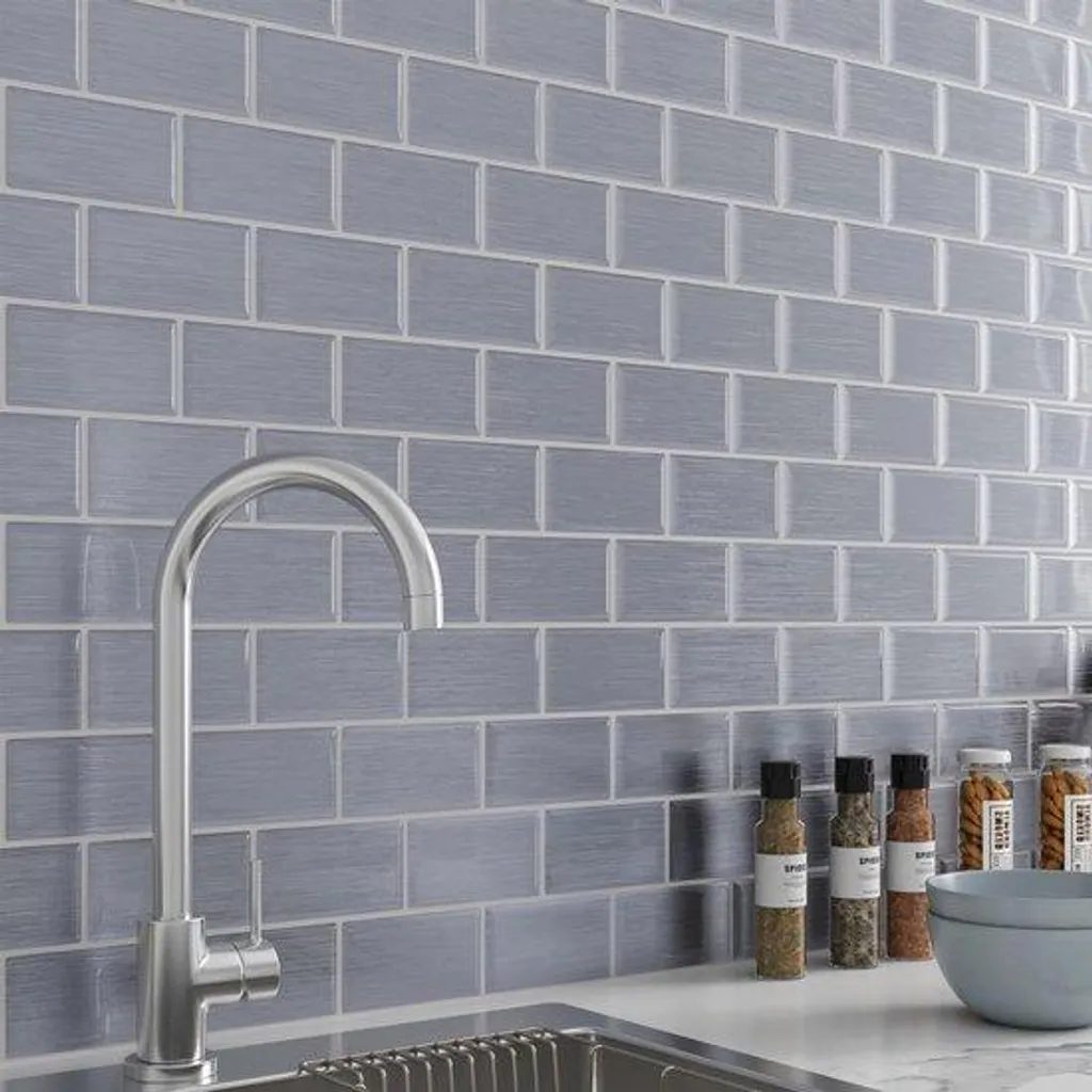Autocollants décoratifs pour carrelage Gris argenté 3D - 18 pièces