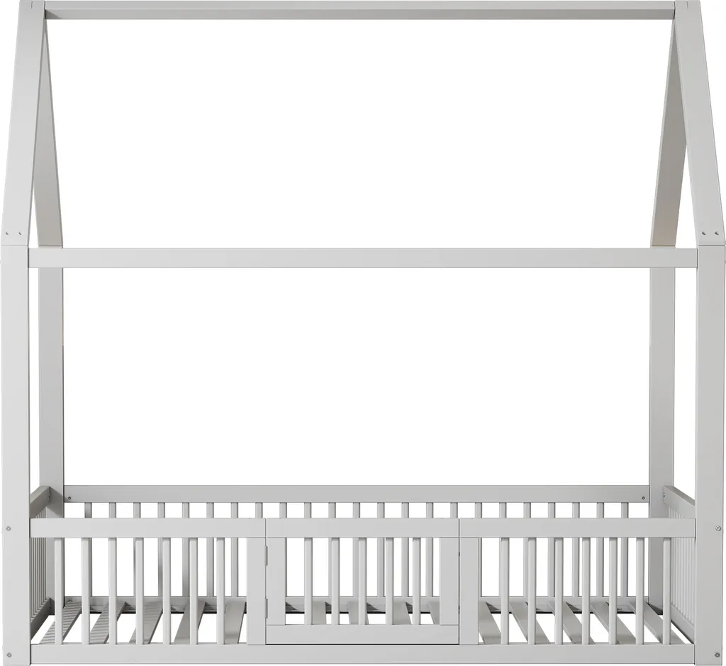 Lit plat 140x200cm blanc en bois gain de place pour chambre d'amis