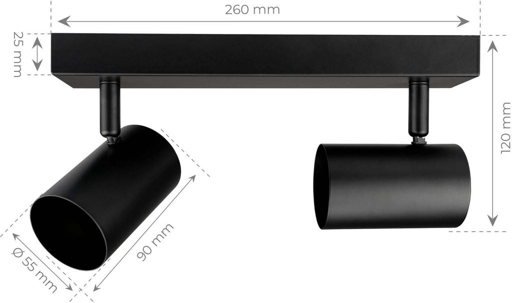 LED Deckenstrahler 3-fach Schwarz – Dimmbare Spotlights Mit GU10 Fassung, Kippbar & Inkl. Lampen
