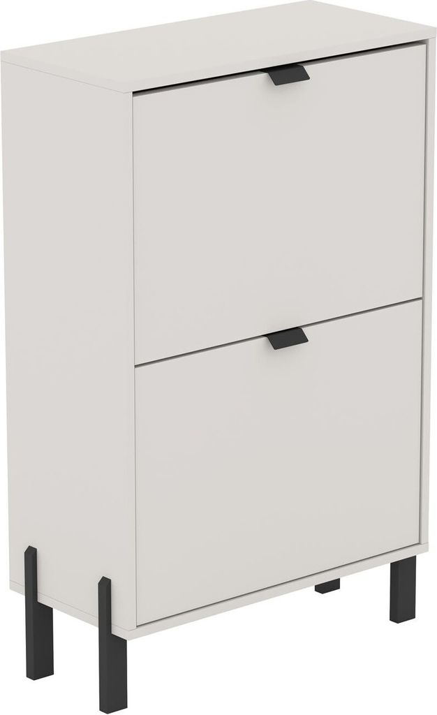 BETTSO Moderner Schuhschrank CALMA zweitürig kippbar sandbeige