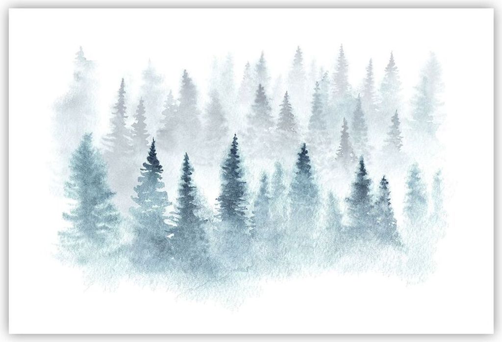 Poster - Poster ohne Rahmen - Bäume Wald Natur - 91,5x61 cm - Wand Bild - Wanddeko - Wandbilder - Kunstposter - Wandposter - Bilder - Kunstdruck -...