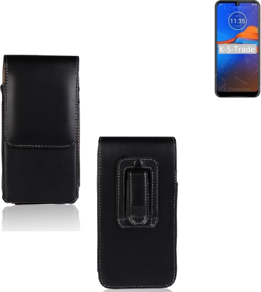 K-S-Trade Gürteltasche für Motorola Moto E6S Schutz Hülle Handy Hülle mit Magnetverschluss Holster in schwarz