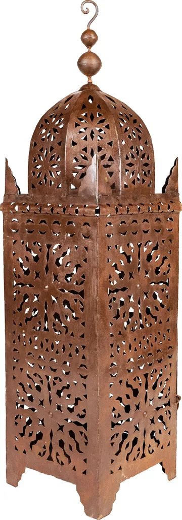 Lanterne de Jardin Marocaine de 105cm - Décoration Extérieure Rouille