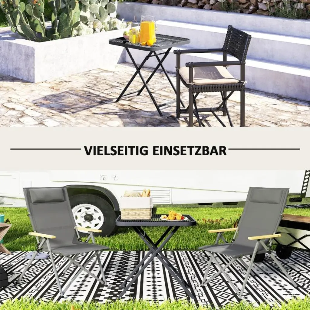Table pliante extérieure résistante aux intempéries acier noir 70cm - 8