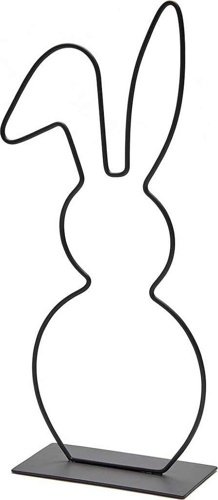 Metallring Hase mit Fuß, in vielen Farben und in vielen Größen wählbar | Dekoring, Farbe:Schwarz, Größe:Knickohr 40cm