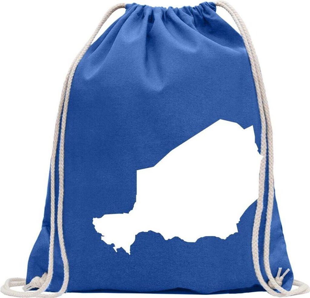 Kiwistar - Turnbeutel - royal - Niger Umriss Kontur - Fun Rucksack Sport Beutel Gymsack Baumwolle mit Ziehgurt