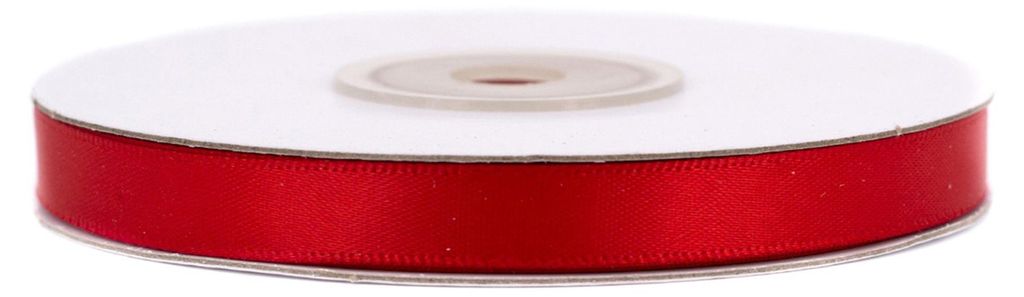 6mm breites, 20m langes, doppelseitig glänzendes rotes Satinband auf Rolle. Perfekt für Bastelprojekte und Geschenkverpackungen