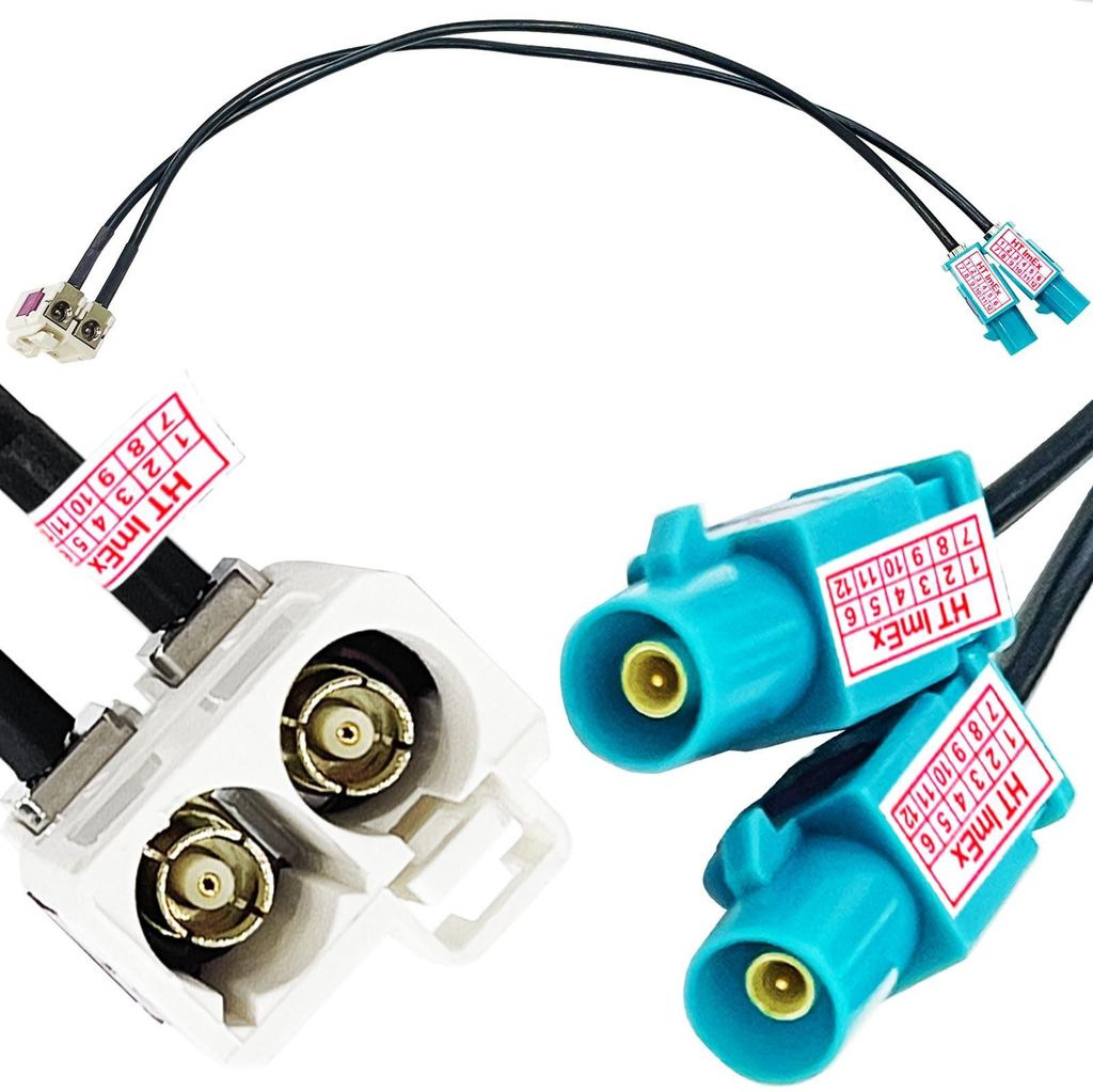 Antennenadapter 2x Einzel Fakra (M) auf Doppelfakra Winkel / Fakra (F)