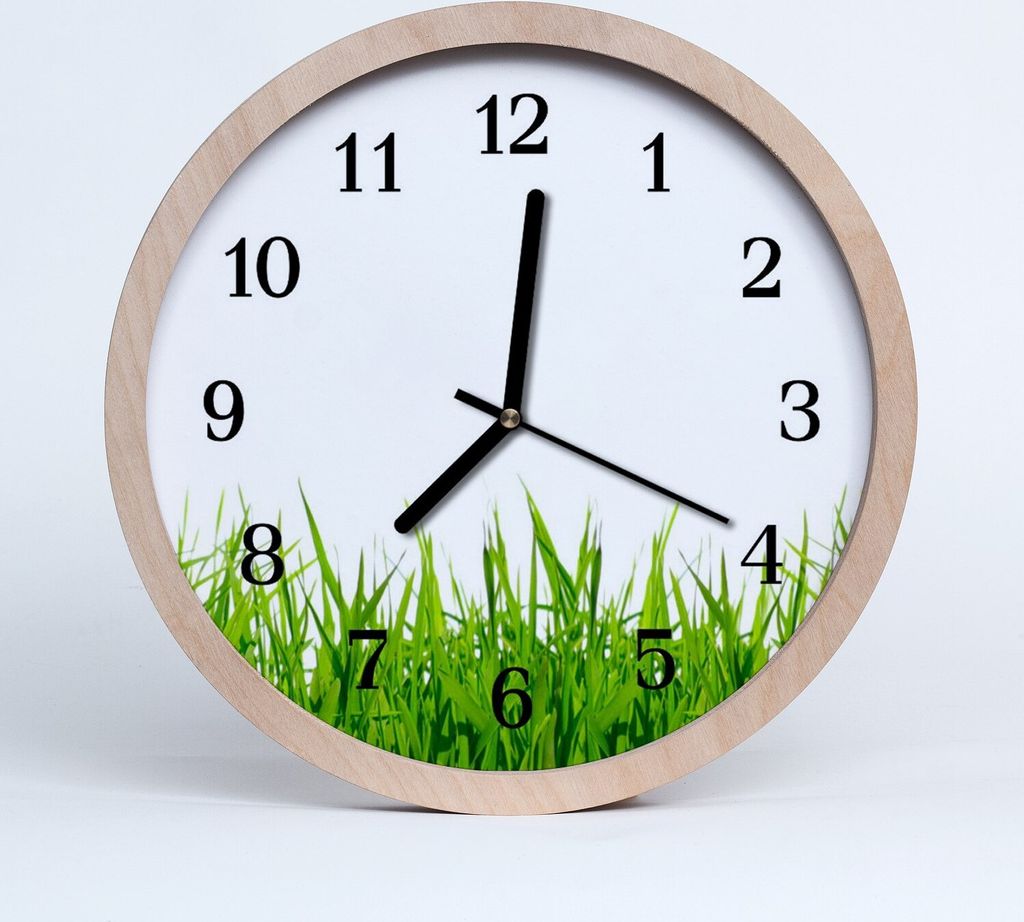 Holzuhr 20fi cm wanduhr - Gras Blumen