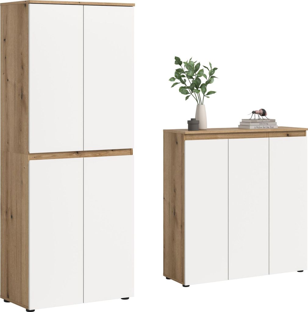 xonox.home Scarpa Universalschrank (B/H/T: 140x175x37 cm) weiß und Evoke Oak Nachbildung