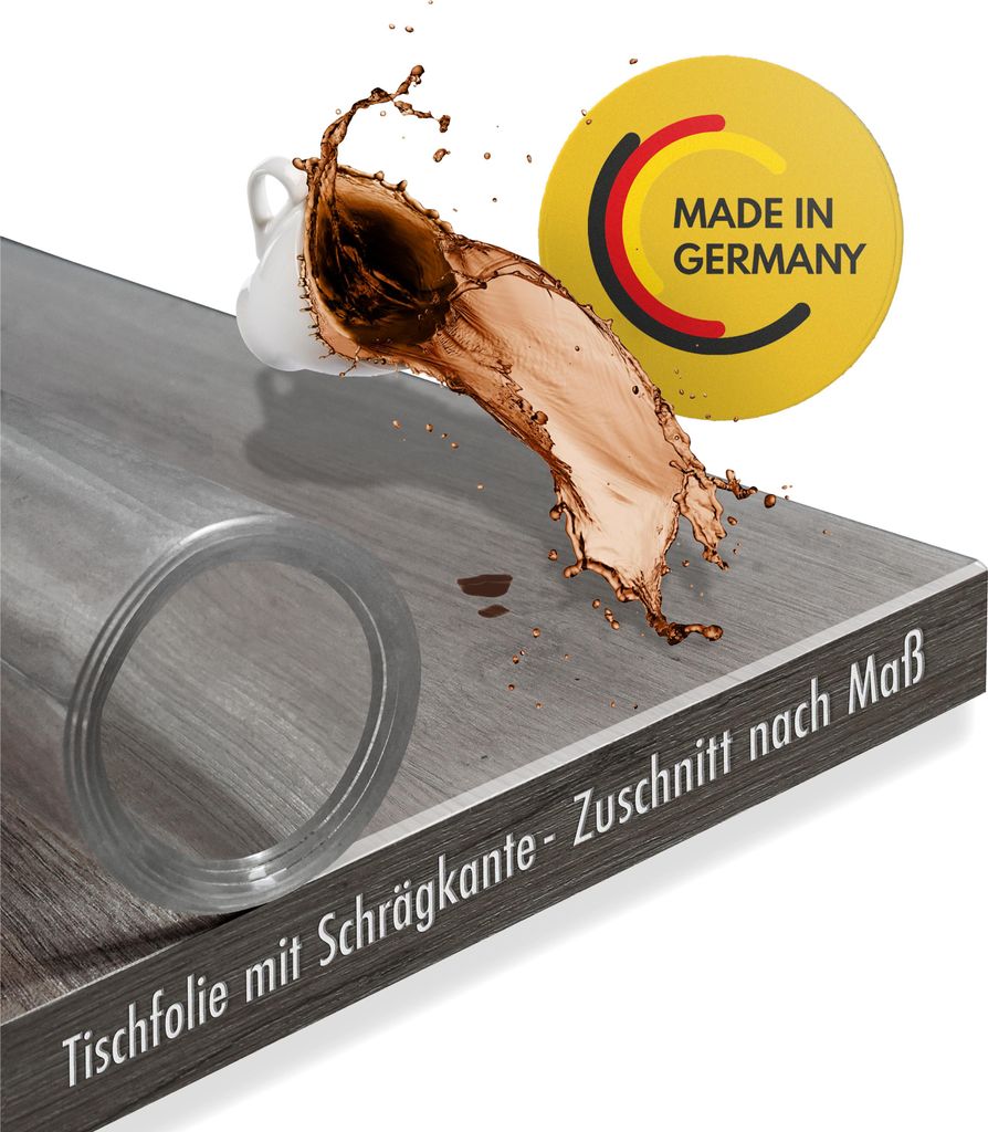 TEXMAXX Tischfolie transparent 2mm mit abgeschrägter Kante / Tischschutz transparent versch. Größen und Wunschmaß / Tisch Schutzfolie transpare...