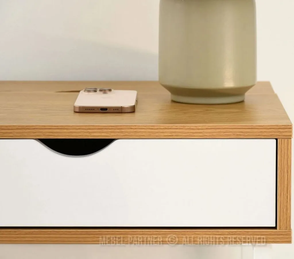 Table de chevet DILMAR chêne/blanc : Rangement Pratique et Durable - 8