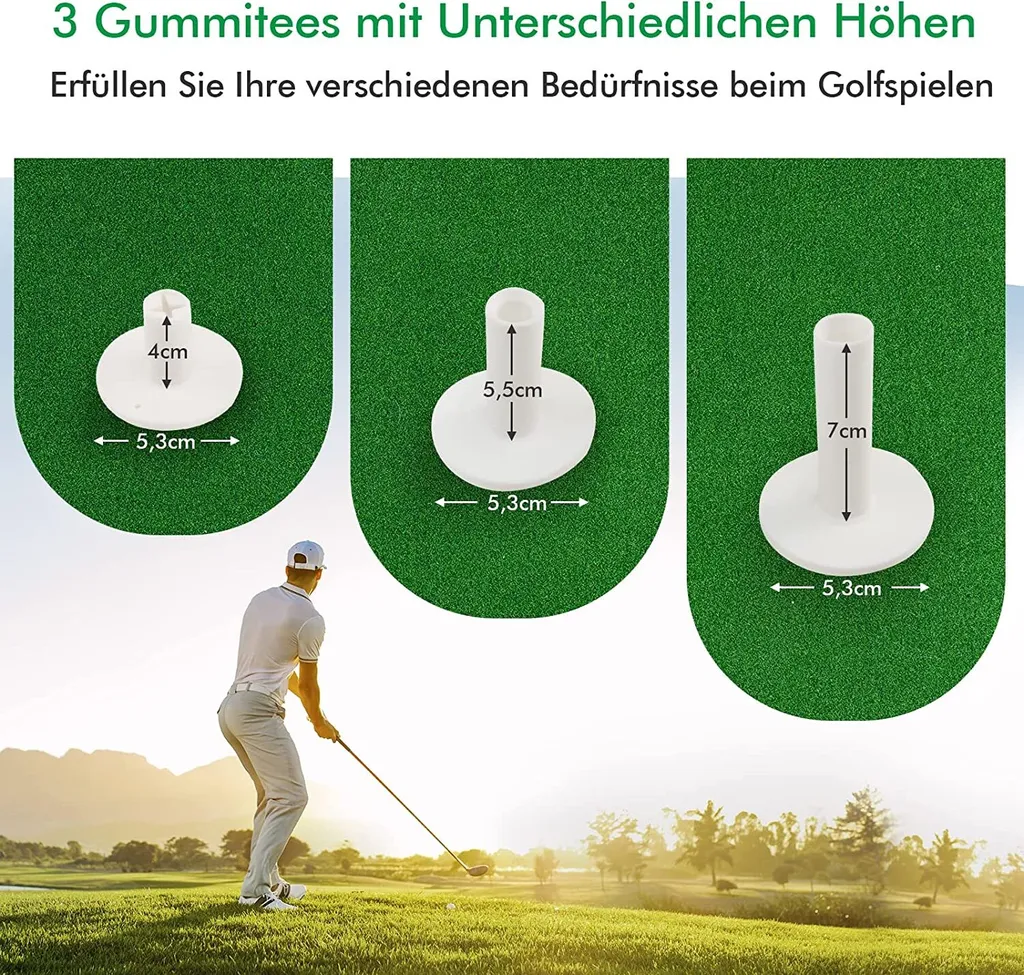 COSTWAY Tapis de départ de Golf 150x100cm avec 3 Tees en Caoutchouc