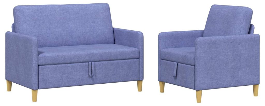 vidaXL Sofa Set mit Stauraum 2 pcs Jeans blau Polyester