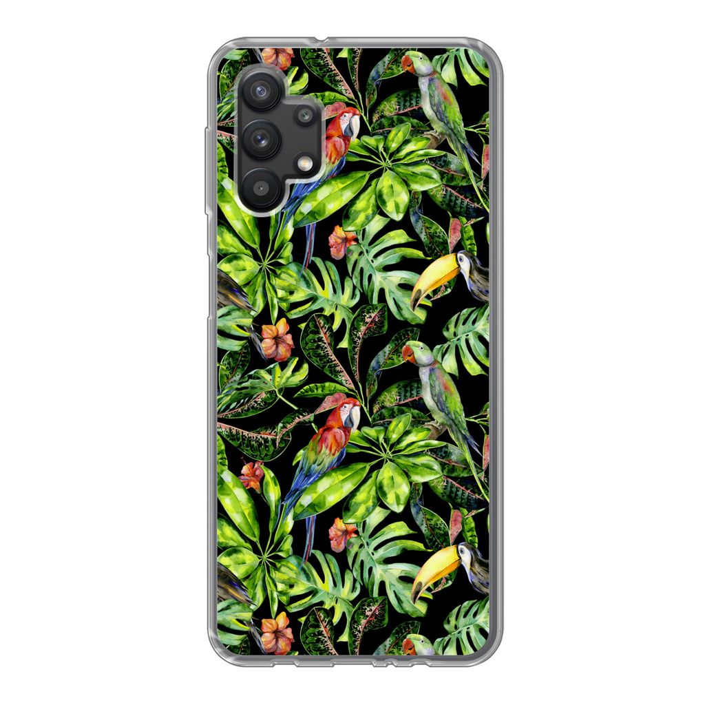 MuchoWow Handyhülle Schutzhülle Hülle für Samsung Galaxy A32 5G Vögel - Tropisch - Muster Silikon Softcase Handy Hülle - Softcase