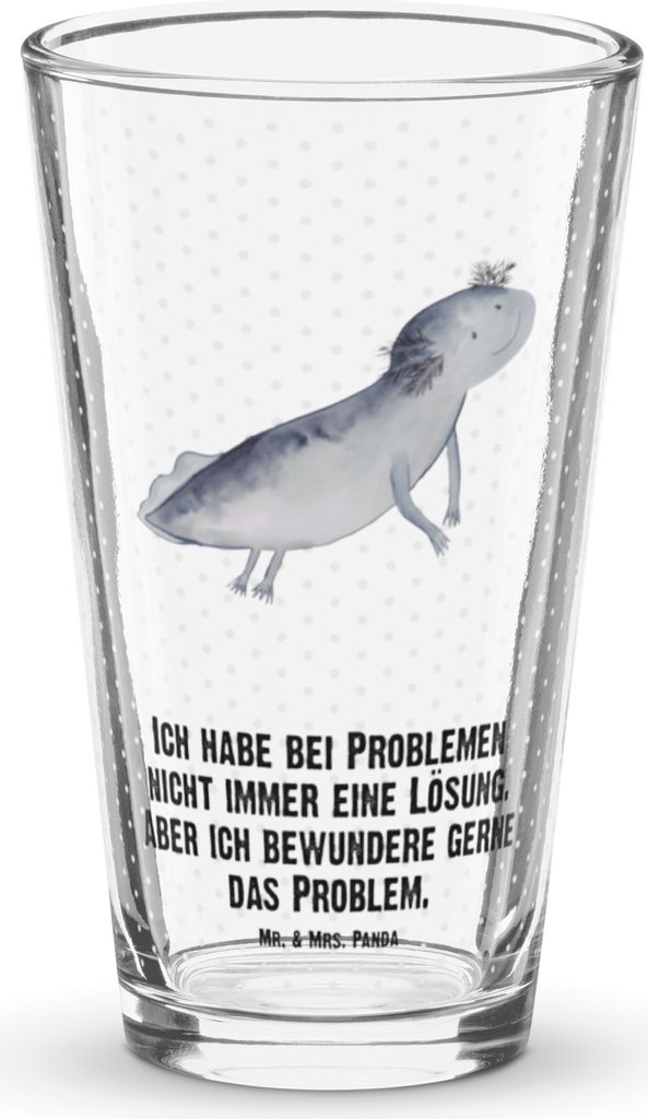 Mr. & Mrs. Panda Glas Axolotl Schwimmen - Transparent - Geschenk, Lurch, Longdrinkglas, Problem, Probleme, Bierglas, Cocktailglas, Optimistisch, Tu...