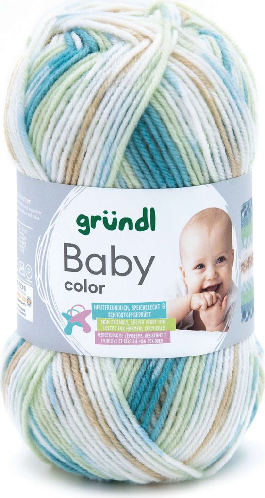 Gründl Wolle Baby color 50 g aquamarin braun mint natur multicolor