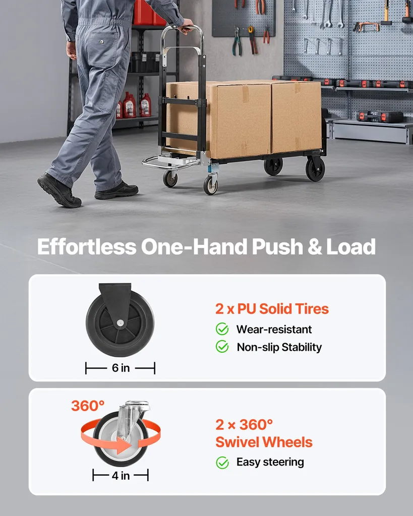 Diable Pliable avec Capacité 227kg - Chariot Multi-positions Modulable