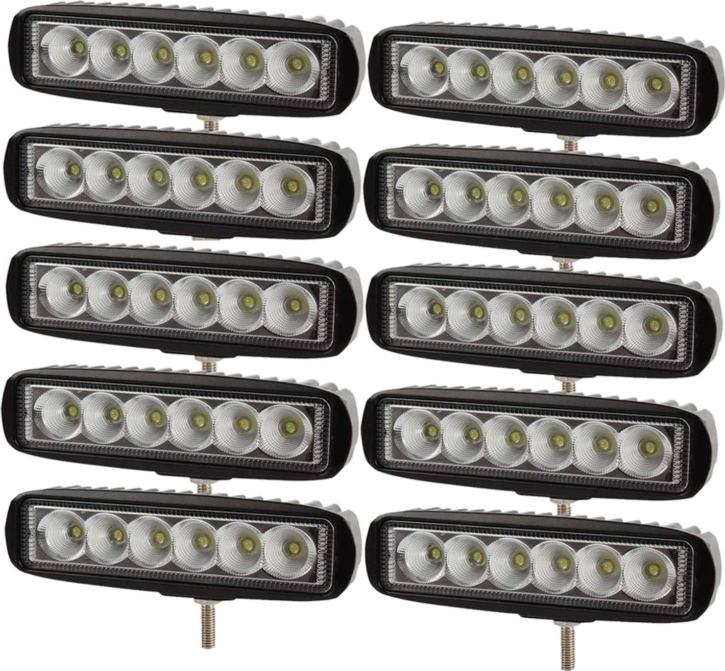 Greenmigo 10 Stück 18W LED Arbeitsscheinwerfer,12V 24V Zusatzscheinwerfer,Wasserdicht IP67 Scheinwerfer,Rückfahrscheinwerfer für Auto,Traktor,Of...