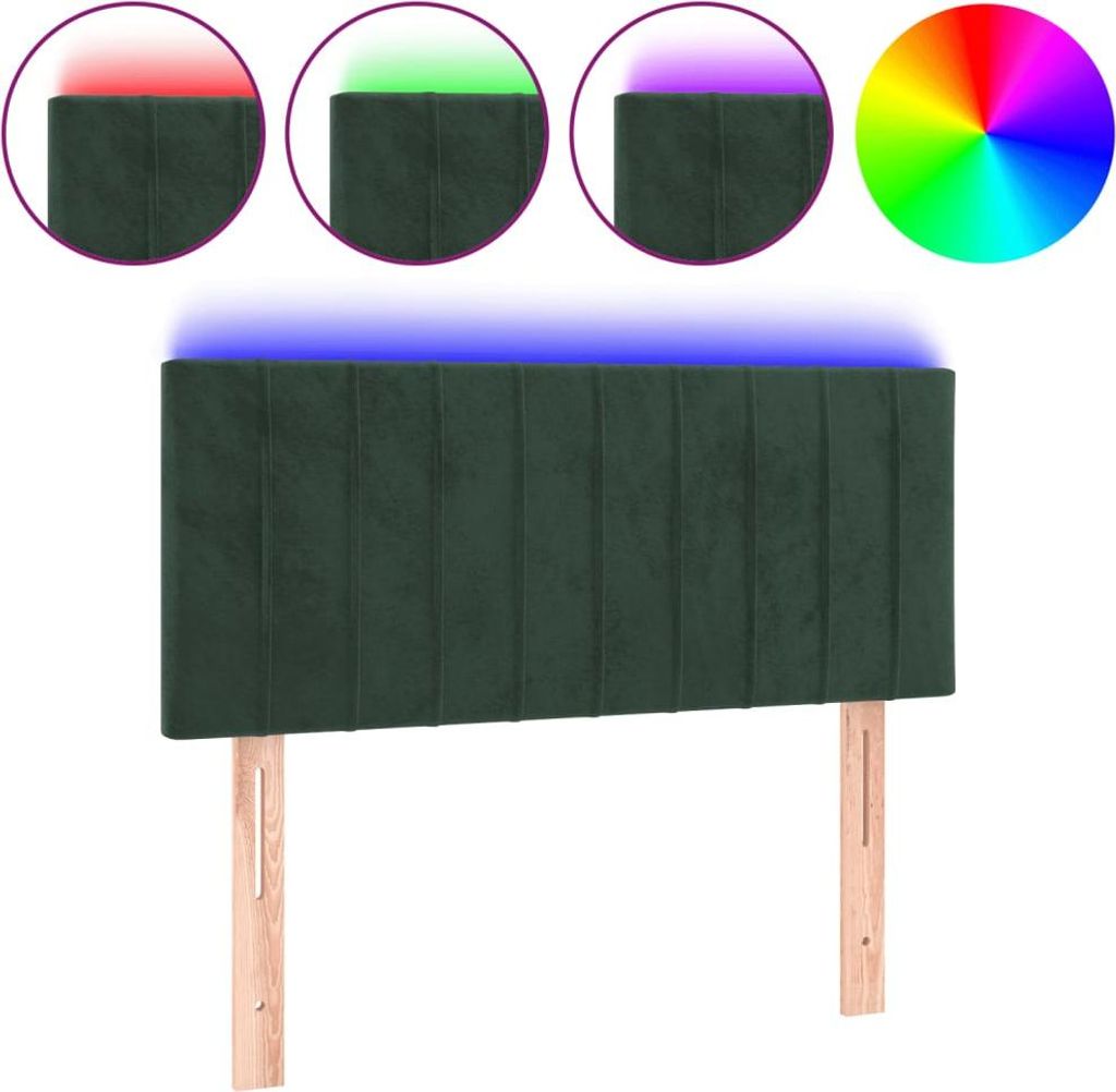vidaXL LED Kopfteil Dunkelgrün 80x5x78/88 cm Samt