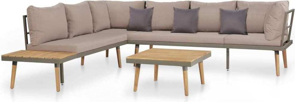 4-tlg. Garten-Lounge-Set mit Auflagen Massivholz Akazie Braun