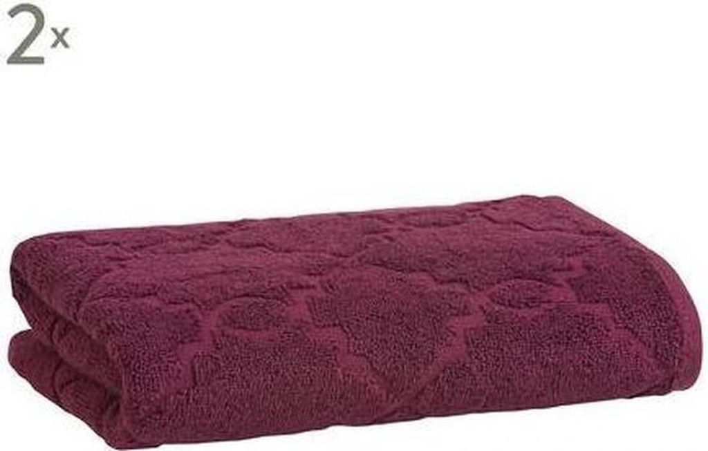 Luxe Badetücher von Eve&Parker 2er Set 50x100 cm mit Relief in Bordeaux Rot für Entspannung und Wellness