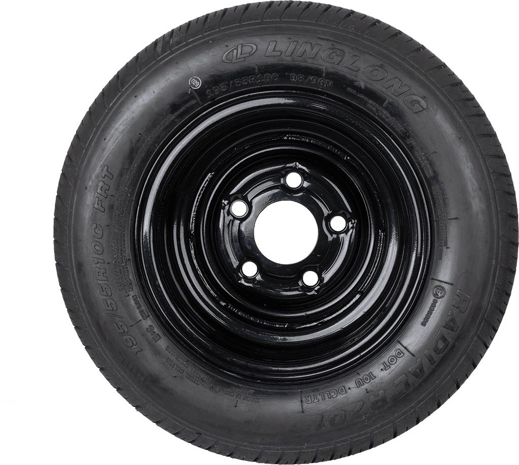 Verstärktes Anhängerrad mit schwarzer Felge 195/55 R10C Produktbild 