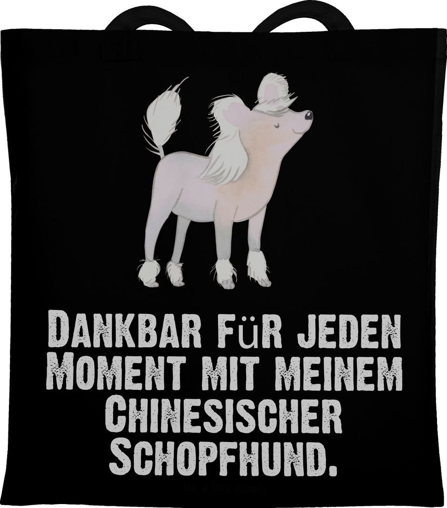 Mr. & Mrs. Panda Tote Bag Chinesischer Schopfhund Moment - Schwarz - Geschenk, Schultasche, Beutel, Tragetasche, Tasche, Laptoptasche, Chinese Cres...