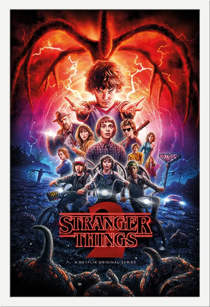 Poster Stranger Things 2 Cadre Blanc Shinsuke Vitre Acrylique 61x91cm