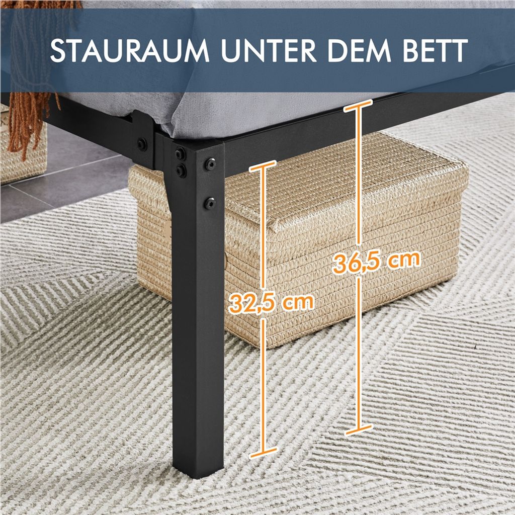 Yaheetech Bettrahmen 36cm H Metallbett mit Lattenrost, Produktbild 4