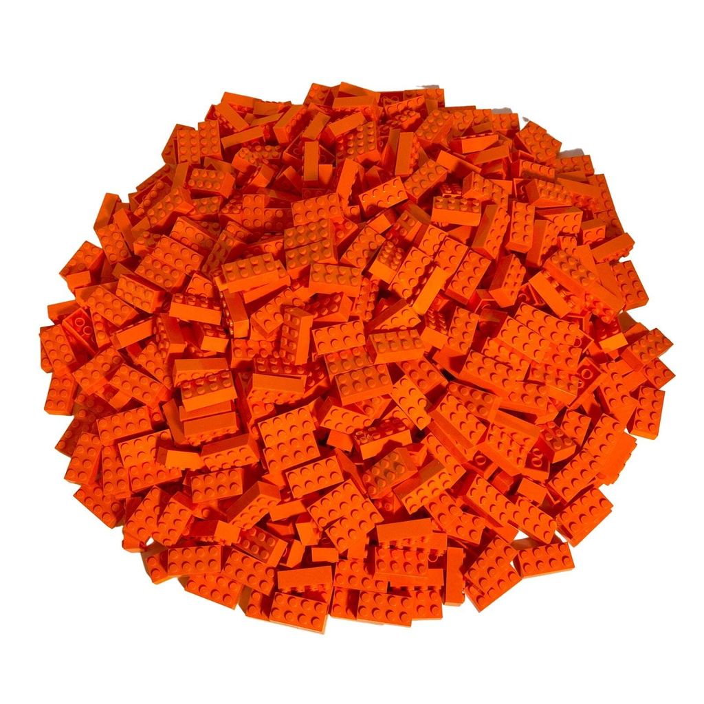 A pile of orange LEGO bricks.