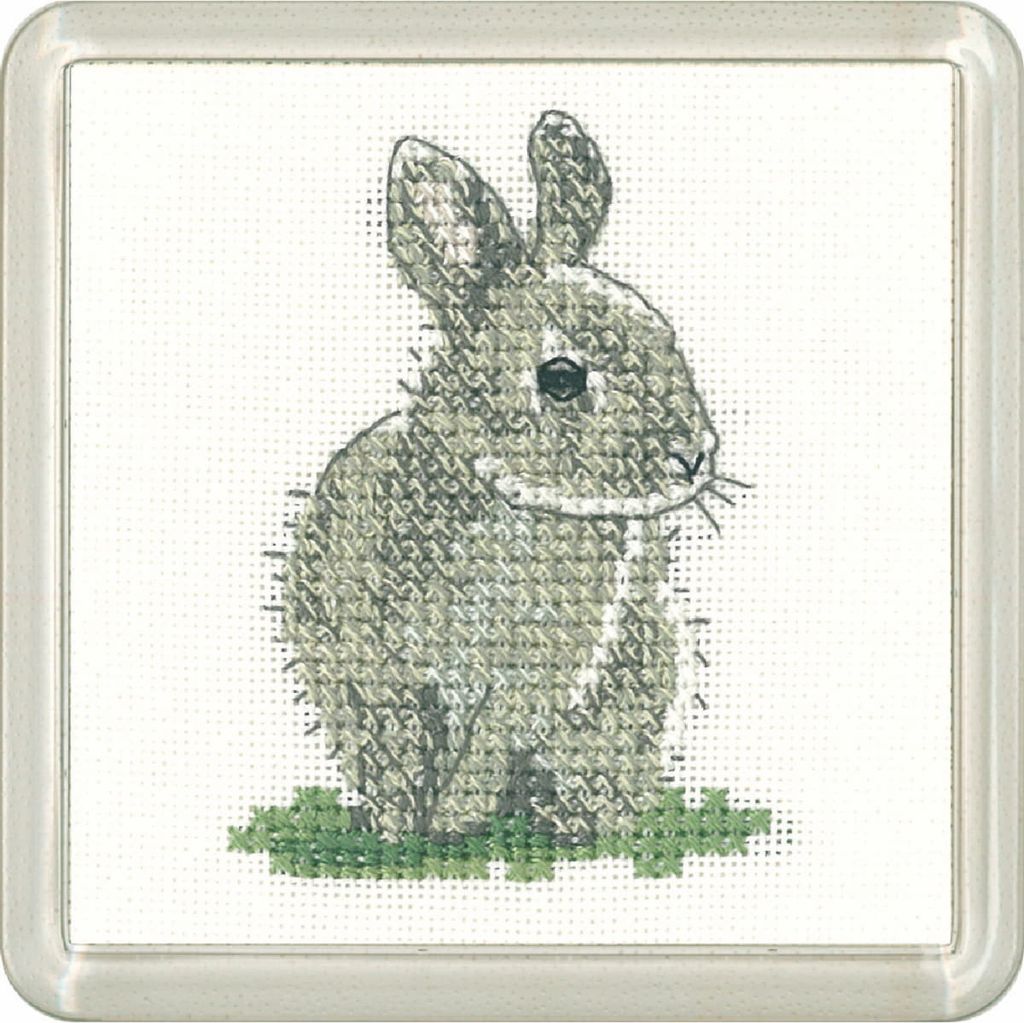 Heritage Kreuzstich Set Aida "Babykaninchen (A)", Zählmuster, CFBR1221-A, Coaster size 7,5x7,5cm