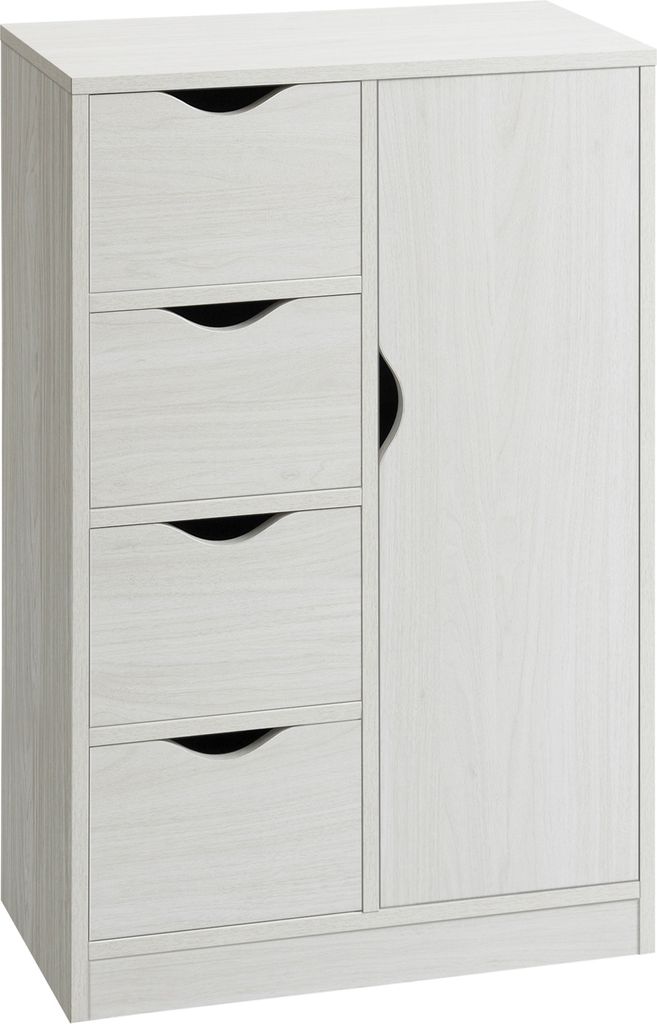 HOMCOM Wohnzimmerschrank, zusätzliches Sideboard mit 4 Schubladen, 1 Tür und Innenregal, Mehrzweck-Aufbewahrungsmöbel für Badezimmer, Schlafzim...