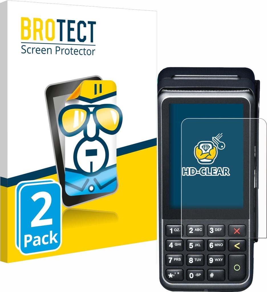 2x Für Verifone V400m Schutzfolie BROTECT Displayschutz Display Schutz Folie Klar Transparent