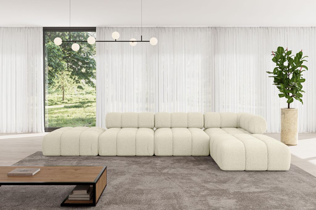 ALTDECOR Modulares Sofa Ecksofa in L-Form - Kerru-L2 - 380x190x70 cm Beige universal, links/rechts Corner modular Sofa Eckcouch Couch Wohnlandschaf...