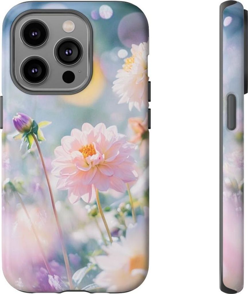 Dahlienblüten in Pastell – Handyhülle Kompatibel mit iPhone 14 Pro