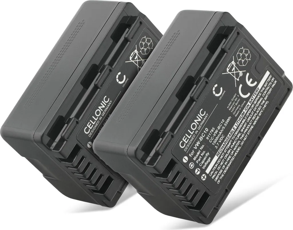 Batteria CELLONIC (2 Pezzi) Compatibile Panasonic VW-VBK180 1.5Ah