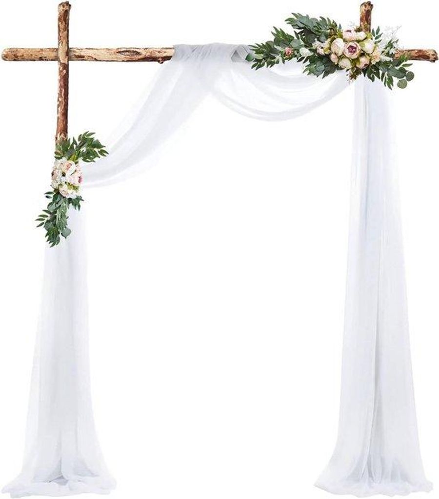 Weißer Chiffon-Organza-Durchzug für Hochzeitsschleier - Dekorative Jalousien für Hochzeitszelt - Feier - Geburtstag - Zeremonie - 75 x 600 cm