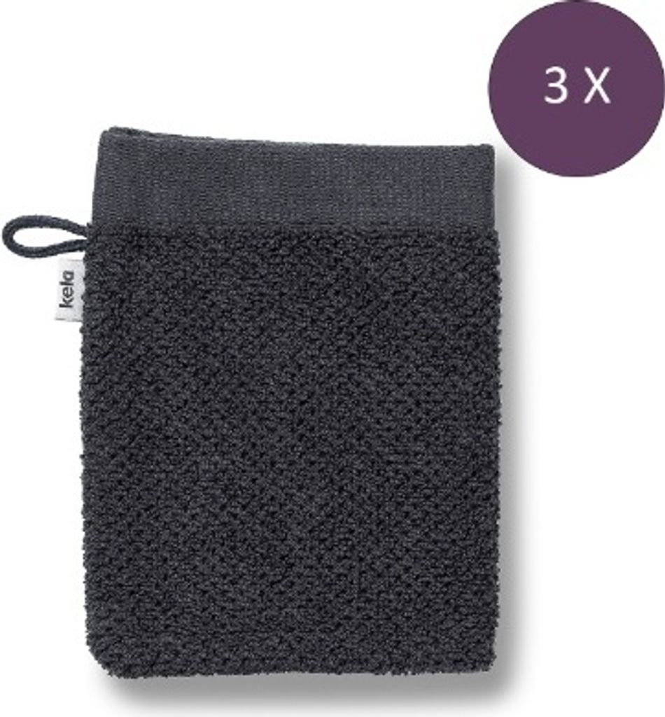 Flanell, 3er-Set, 15 x 21 cm, Schwarz, Baumwolle - Kela | Lavinia