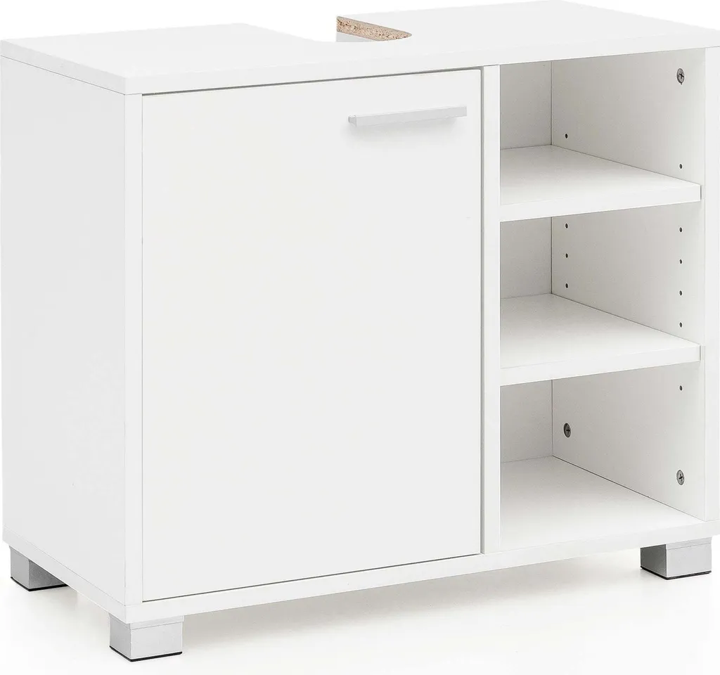 Meuble de salle de bain bas Rootz, rangement sous-évier bois blanc
