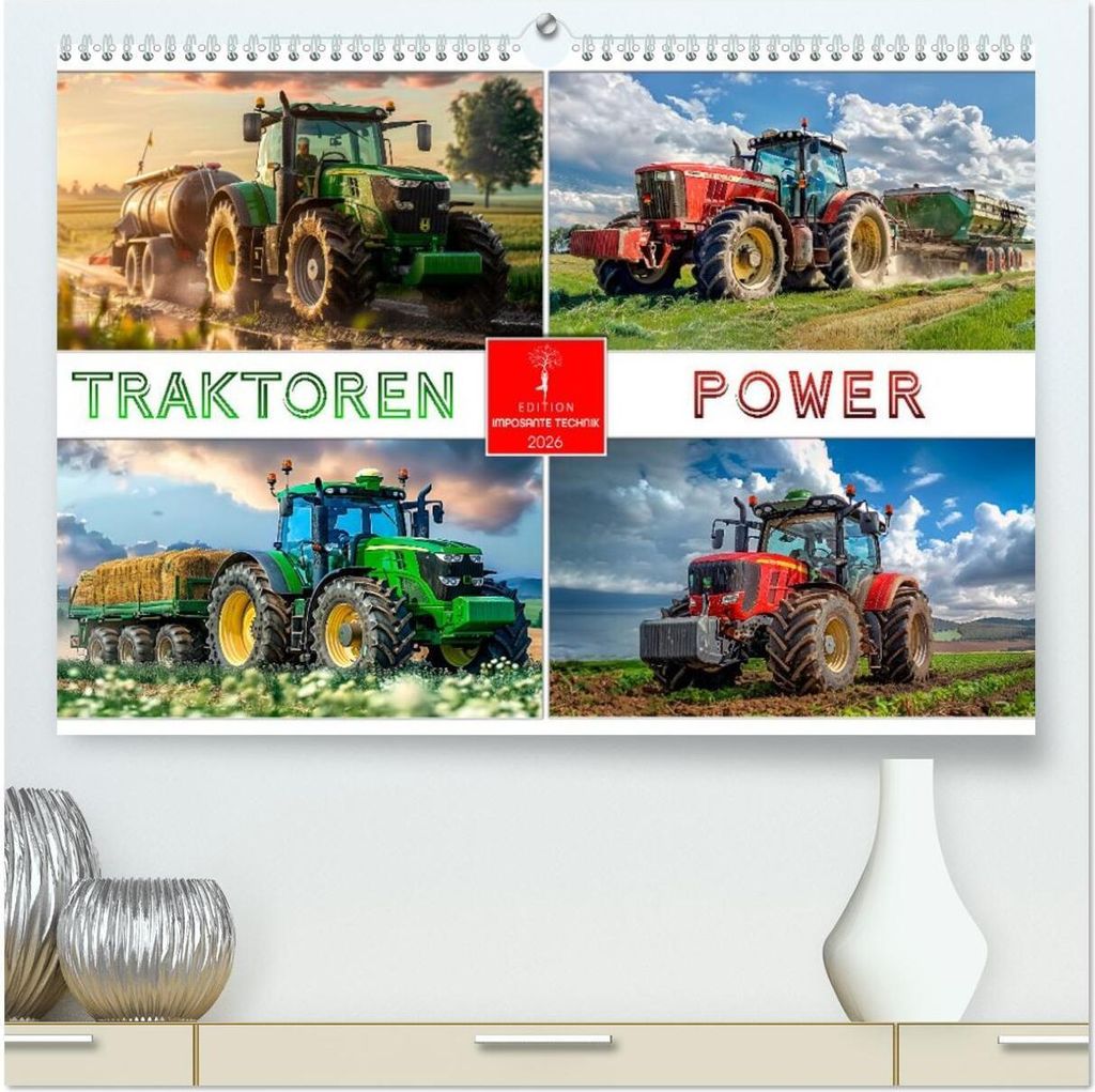 Traktoren Power (hochwertiger Premium Wandkalender 2026 DIN A2 quer), Kunstdruck in Hochglanz