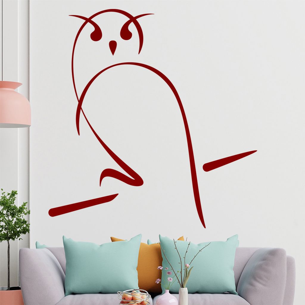 Eule Linien Wandtattoo in 6 Größen - Wandaufkleber Wall Sticker - Dekoration, Küche, Wohnzimmer, Schlafzimmer, Badezimmer