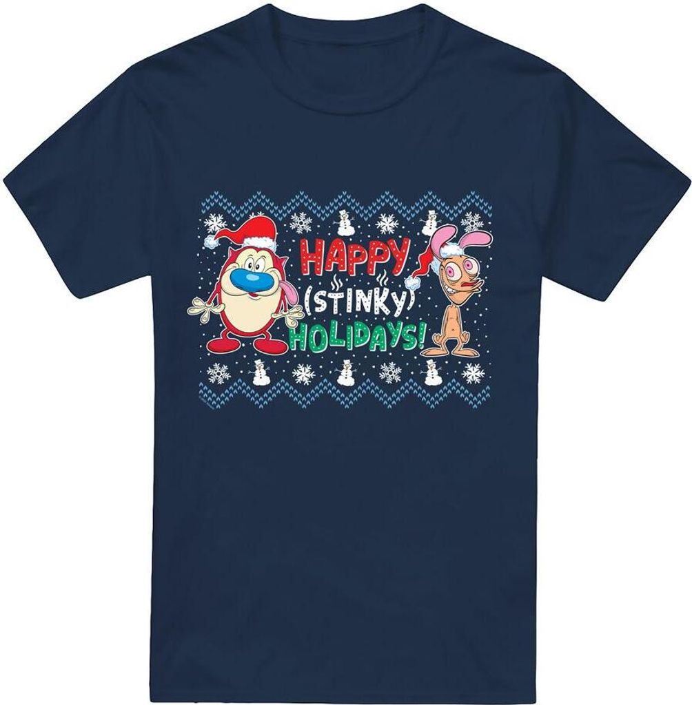 Ren & Stimpy - "Happy Stinky Holidays" T-Shirt für Herren TV6323 (L) (Marineblau)
