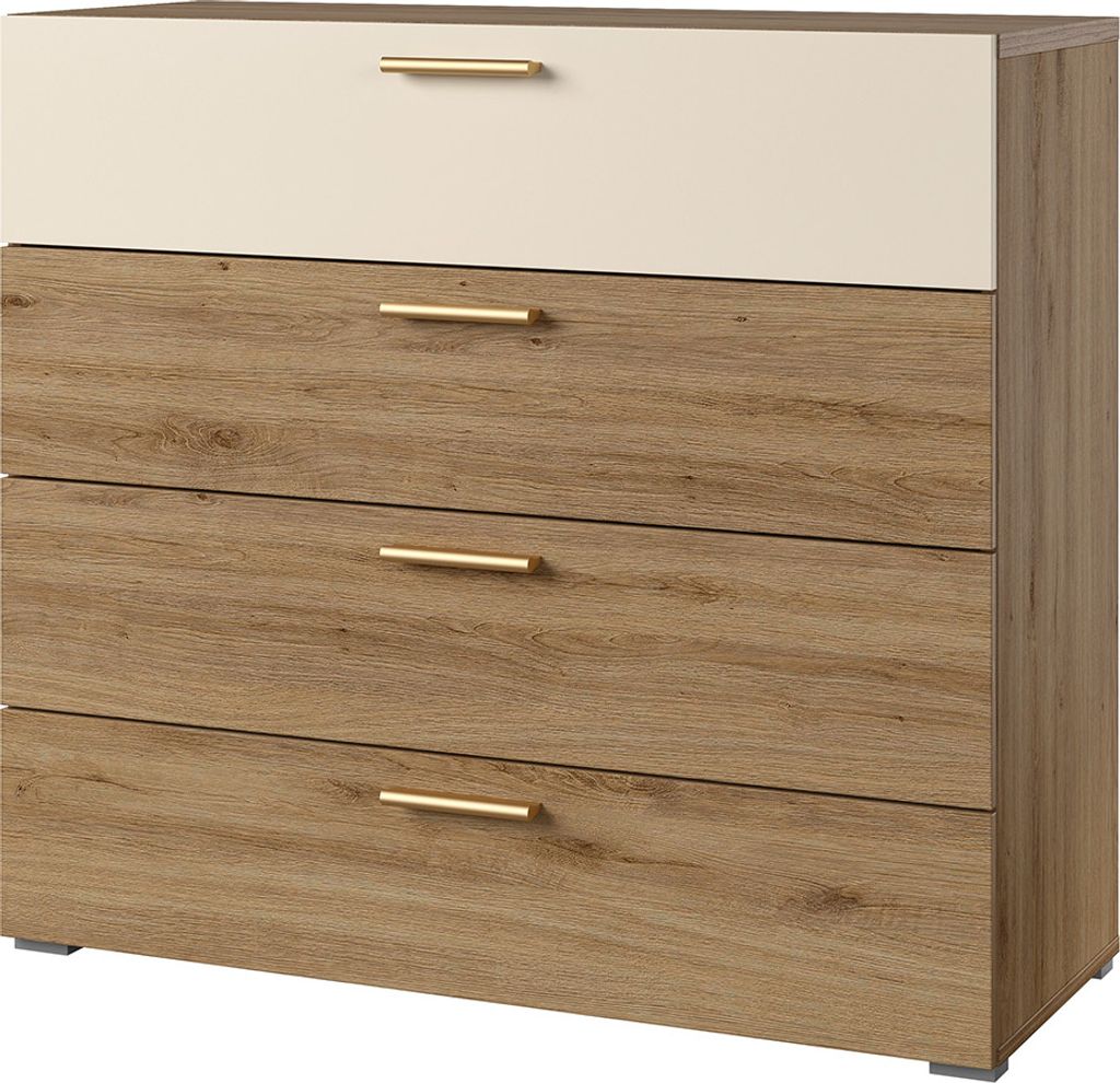 Kommode 100 cm breit in Eiche mit beige VARESE-83