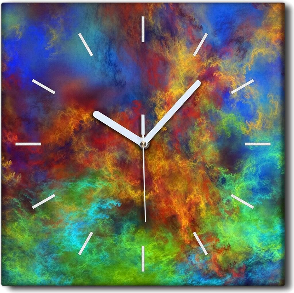 Coloray Uhr auf Leinwand 30x30 cm Wand Uhr Dekoration Wohnzimmer Segeltuch weiße Zeiger -Abstraktion Kunstkunst